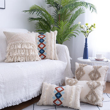 Tufted Throw Pillow - Moroccan Fringed Waist Pillow Case - Casatrail.com